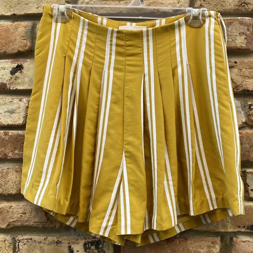 Sancia Saskia Mustard Yellow Stripe Tencel Shorts Size S